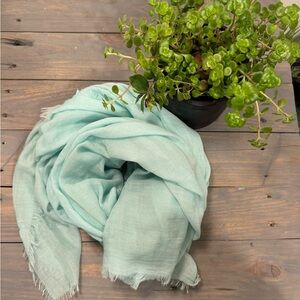 Light Teal Gauze Fringed Scarf
